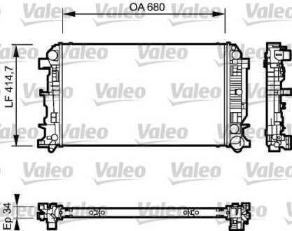 Радіатор охолодження MB Sprinter 06- (+AC, АКПП) (415x680x34) Valeo 735089