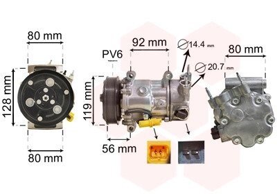 Компресор кондиціонера CITROEN BERLINGO/ PEUGEOT 207,208 Van Wezel 0900K255