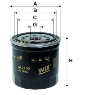 Фільтр масляний Peugeot 205 1.1/1.4 87-90/305 1.5 85-90 WIX FILTERS WL7100