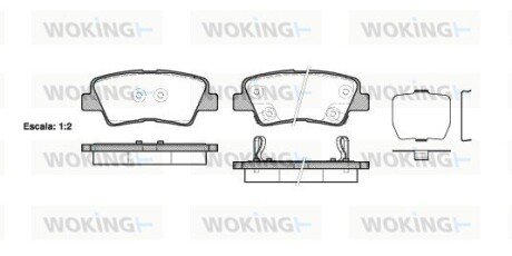 Колодки гальмівні диск. задн. (Remsa) Hyundai Grandeur 2.4 11-,Hyundai Grandeur 3.0 11- WOKING P12623.02