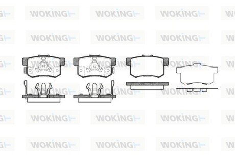 Гальмівні колодки зад. Civic 98-/Accord 90-03 (Akebono) (47,8x88,9x14,5) WOKING P2253.04