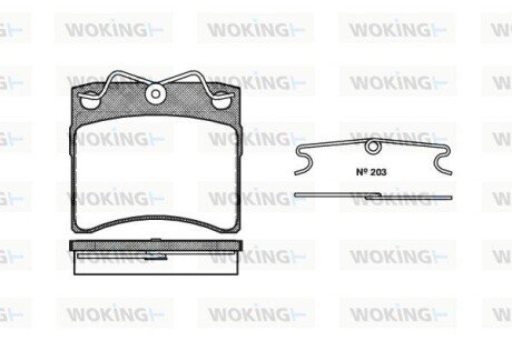 Гальмівні колодки пер. T4 -96 (R15) (вен.диск LUC) WOKING P2853.00