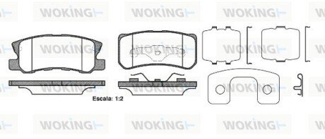 Гальмівні колодки зад. CITROËN C4/DODGE AVENGER/CALIBER/JEEP COMPASS 1.6-2.4 06- WOKING P9033.22