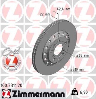 Диск гальмівний ZIMMERMANN 100331120