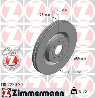 Диск гальмівний ZIMMERMANN 110.2220.20