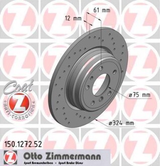 Диск гальмівний (задній) BMW 7 (E38) 94-01 (324x12) ZIMMERMANN 150.1272.52