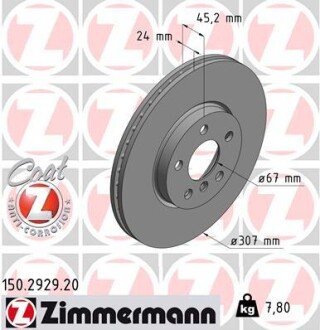 Диск гальмівний ZIMMERMANN 150.2929.20