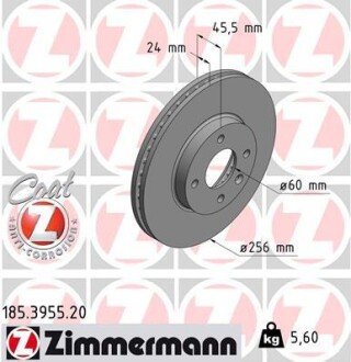 Диск гальмівний ZIMMERMANN 185.3955.20