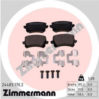 Колодки гальмівні дискові, к-кт ZIMMERMANN 244831702