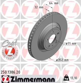 Диск гальмівний ZIMMERMANN 250.1386.20