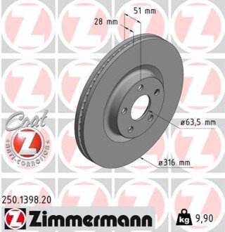 Диск гальмівний ZIMMERMANN 250.1398.20