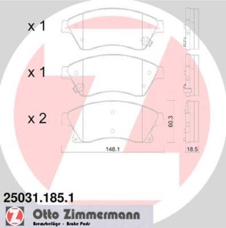 Колодки гальмівні (передні) Chevrolet Aveo 11-/Opel Astra J 09- (Bosch) ZIMMERMANN 25031.185.1