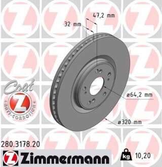 Диск гальмівний Coat Z ZIMMERMANN 280317820