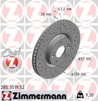 Диск гальмівний ZIMMERMANN 285.3519.52