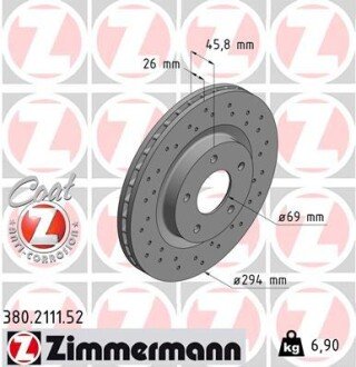 Диск гальмівний ZIMMERMANN 380.2111.52