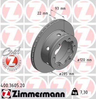 Диск гальмівний ZIMMERMANN 400.3605.20