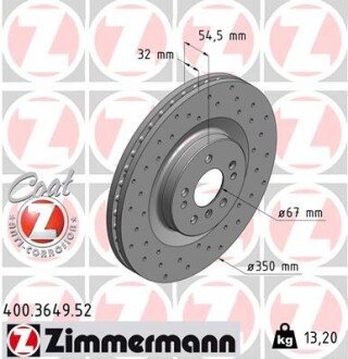 Диск гальмівний ZIMMERMANN 400.3649.52