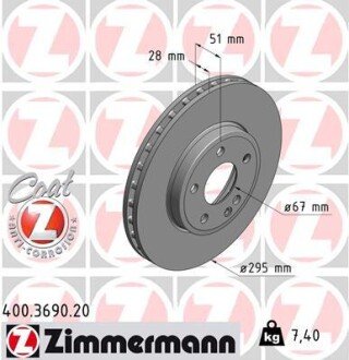 Диск гальмівний ZIMMERMANN 400.3690.20