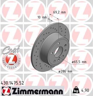 Диск гальмівний ZIMMERMANN 430.1475.52