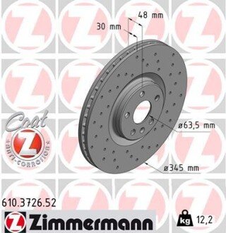 Диск гальмівний ZIMMERMANN 610.3726.52